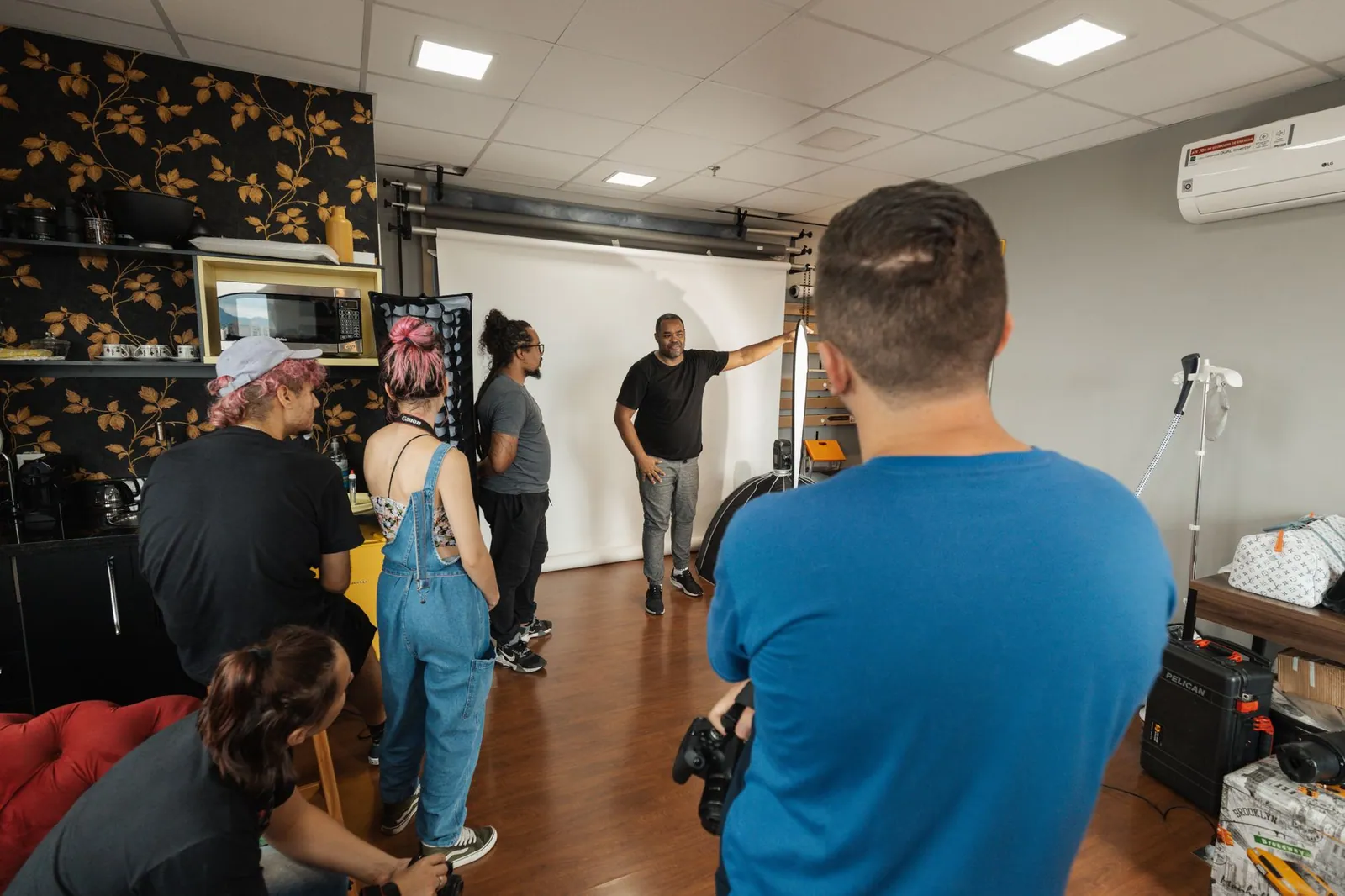 A coach running a group session online